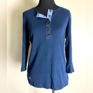 Lauren by Ralph Lauren navy long sleeve button up T-shirt